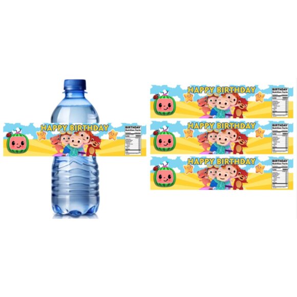 Birthday Water Bottle Labels, 8.5x2 inches, Happy Birthday Theme with Nutrition - Picture 5 of 5